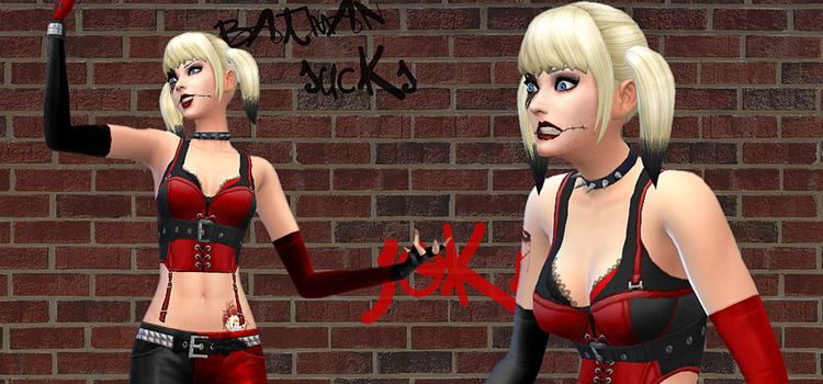 Harley Quinn Arkham City Sims 4 Outfit CC