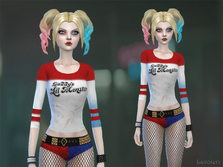 Sims 4 Harley Quinn CC  Hair  Clothes  Makeup   More   FandomSpot - 47