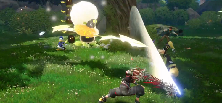 Sora battles heartless in Tangled World / KH3