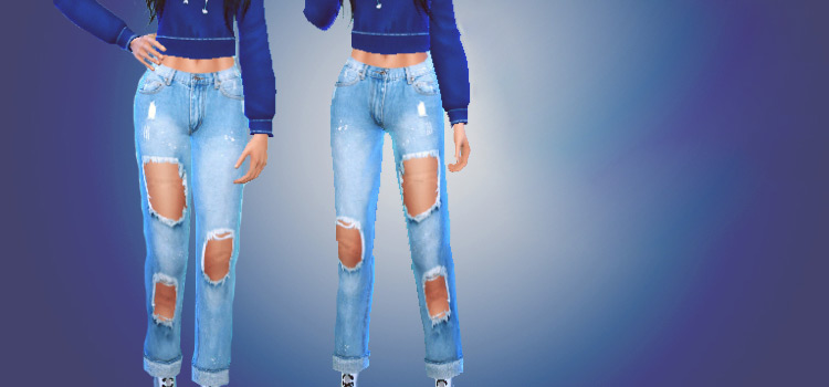 Ripped boyfriend jeans for females / Sims 4 CC Preview