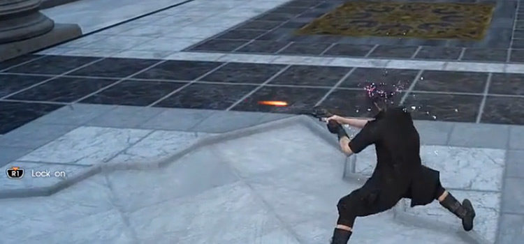 Firearm battle screenshot from Final Fantasy XV