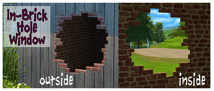 In-Brick Hole Window & Old Roof Tiles / Sims 4 CC