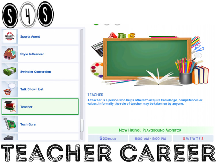 Sims 3 Teacher Career Converted to Sims 4
