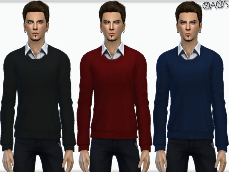 Knit Sweater with Shirt Underneath / TS4 CC