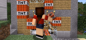 Tomboy Girl Character Getting TNT in Minecraft