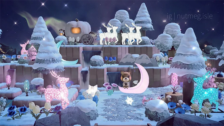 Nighttime Winter Wonderland Area ใน ACNH