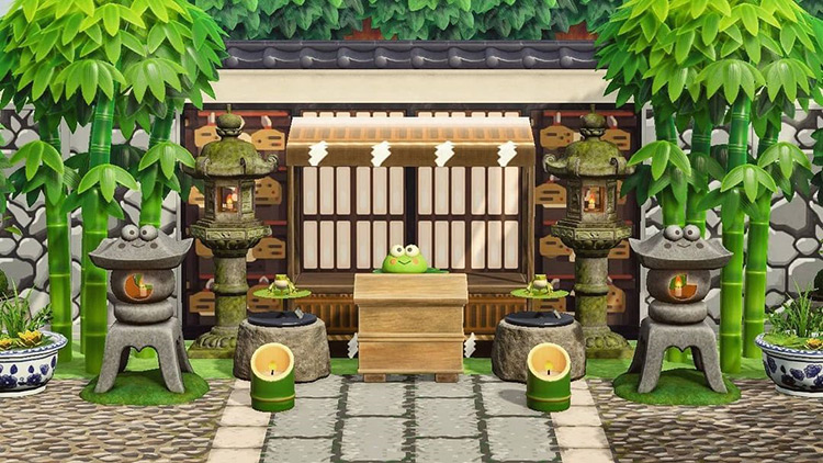 Japanese style frog shrine in ACNH