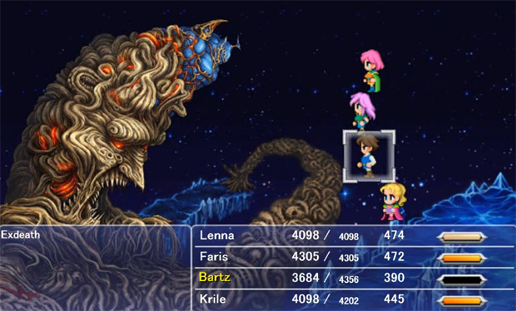 Kiss of Blessing battle poses in FFV