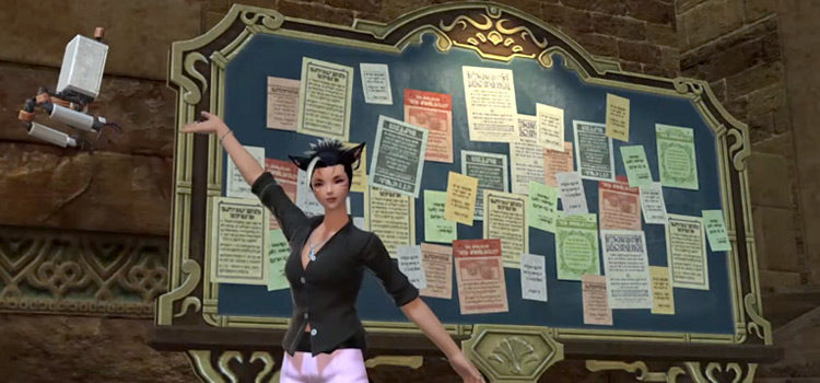 FFXIV Character in front of a Market Board