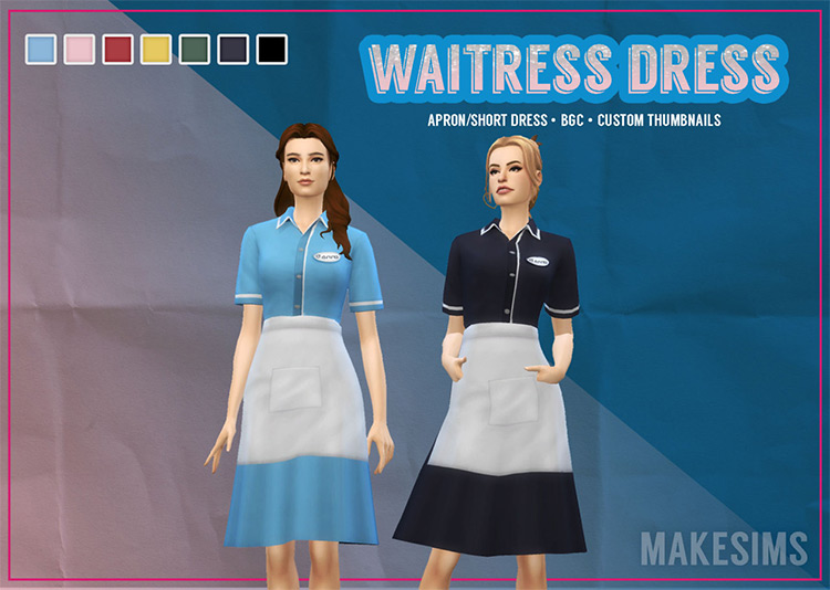 Waitress Dress from the Musical “Waitress” for The Sims 4