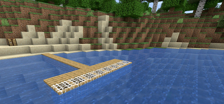 Fish Trap Pier along Water in Minecraft / Monster in the Depths Mod