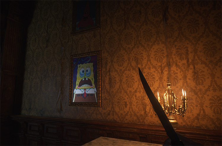 SpongeBob Paintings on the walls / RE Village mod