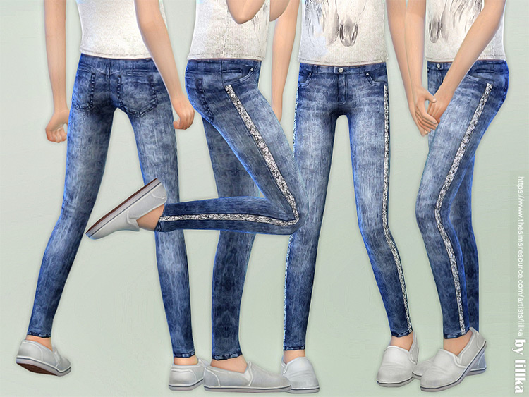 Girls Skinny Jeans with Sequins / TS4 CC