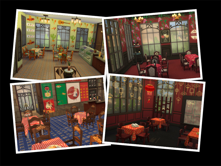 DIY Restaurant CC Set for The Sims 4