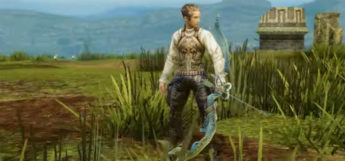 Balthier holding a bow in Final Fantasy XII: TZA
