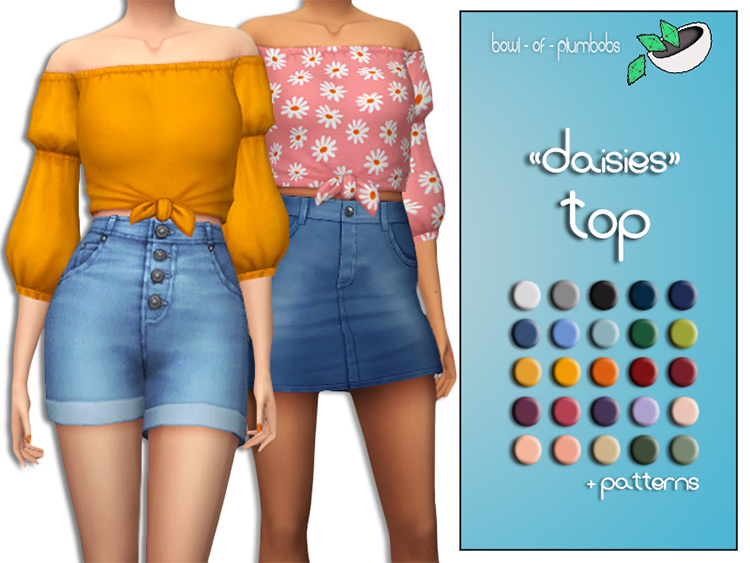 Daisies Top For Girls / Sims 4 CC