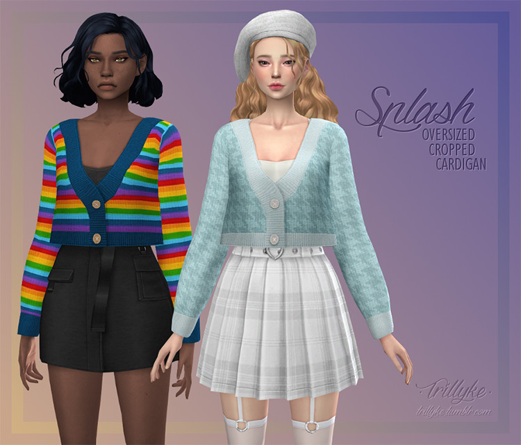 Oversized Cropped Cardigan CC for The Sims 4