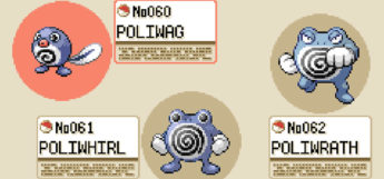 Poliwag, Poliwhirl, and Poliwrath in FRLG