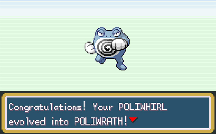 Poliwrath, after being evolved from a Poliwhirl with a Water Stone / Pokémon FRLG