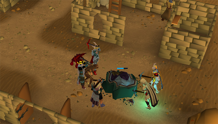 A group of players mining a fallen star / OSRS