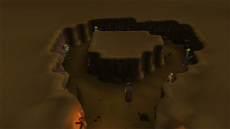 Players mining amethyst inside the Mining guild / Old School RuneScape
