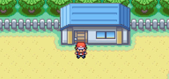 Standing outside the house with HM02 (FireRed)