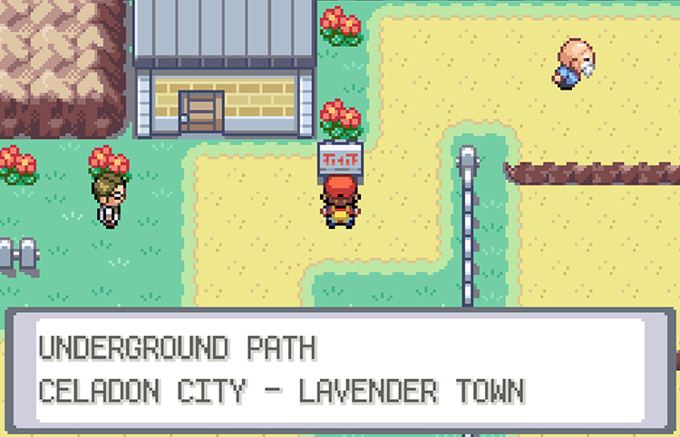 Outside of the Underground Path connecting Lavender Town to Celadon City / Pokémon FRLG
