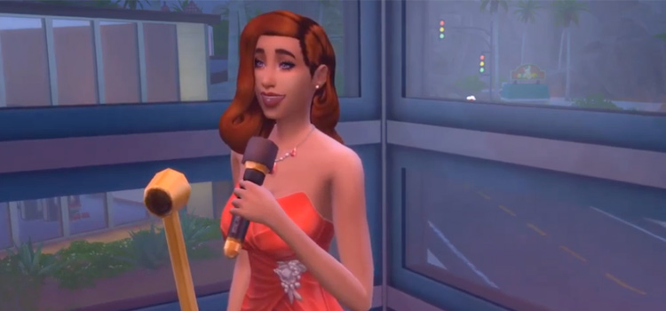 Female Sim as a singer (The Sims 4)