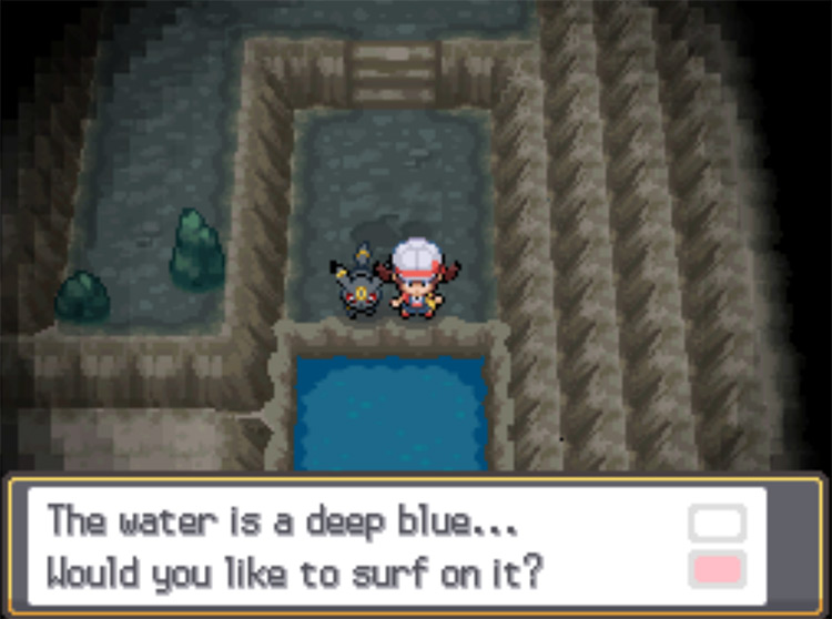 The first body of Surf-able water inside Dark Cave / Pokemon HGSS