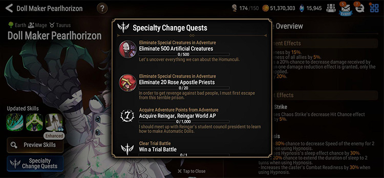 Specialty Change Quests / Epic Seven