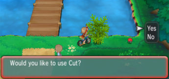Using cut to access an item (Pokémon Omega Ruby)