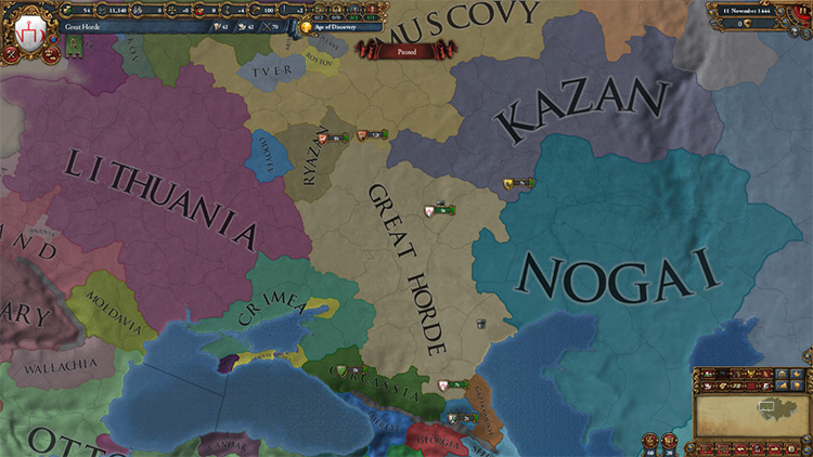 Starting position of the Great Horde. / EU4