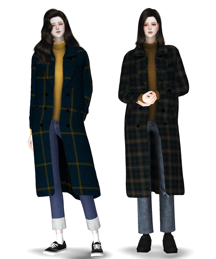 Long Woolen Coat / Sims 4 CC