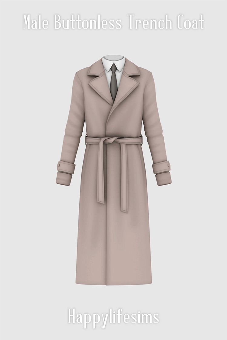 Male Buttonless Trench Coat / Sims 4 CC
