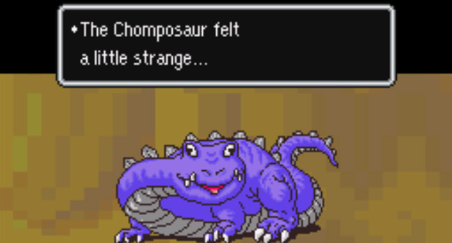 Choposaur feeling strange after being hit with Brainshock / Earthbound