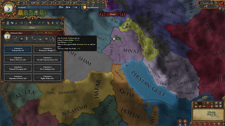 The powerful Mushasha ideas and their starting position in southern Iraq. / EU4