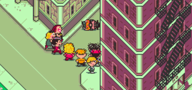 The scruffy kid on the right will let you take his place regardless of what item you actually give him / Earthbound