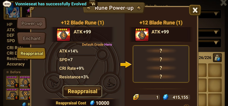 Using Reappraisal Stones in Summoners War