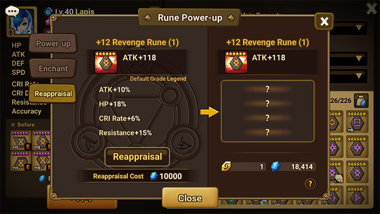 Reapp-ing completely randomizes the substats, and re-distributes the powerups / Summoners War