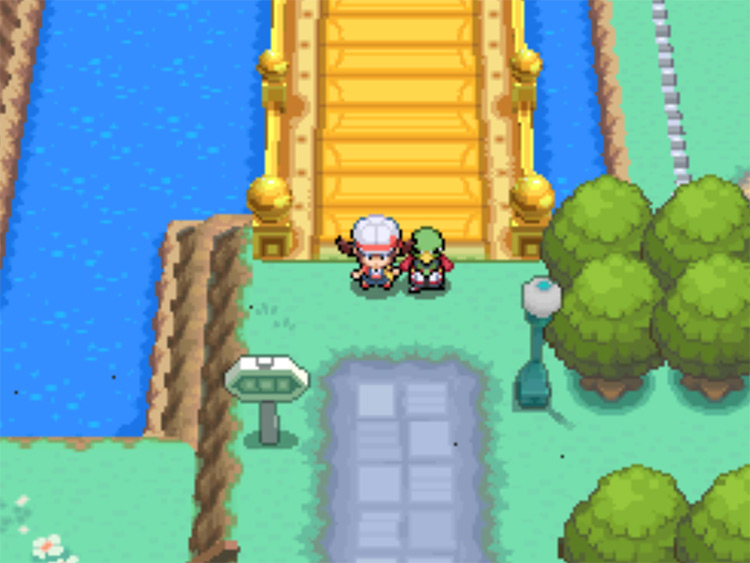 The north exit of Cerulean City onto Route 24 / Pokemon HGSS