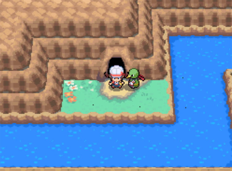 The entrance to Cerulean Cave on Route 25 / Pokemon HGSS