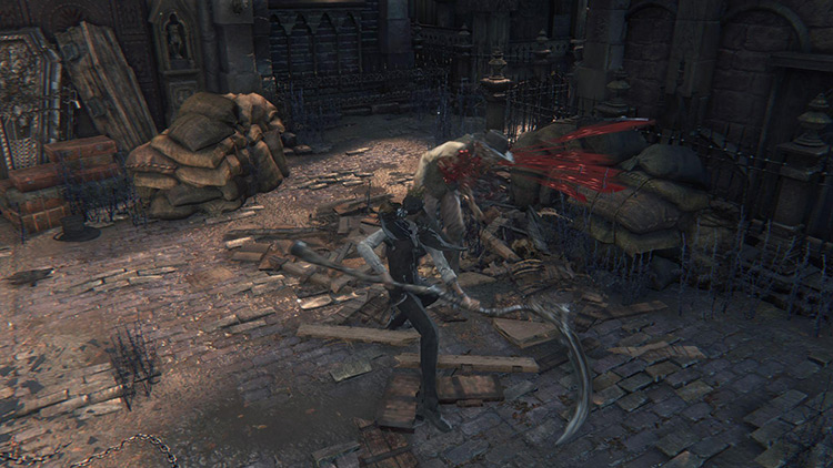 Attacking with the Burial Blade’s great scythe form / Bloodborne