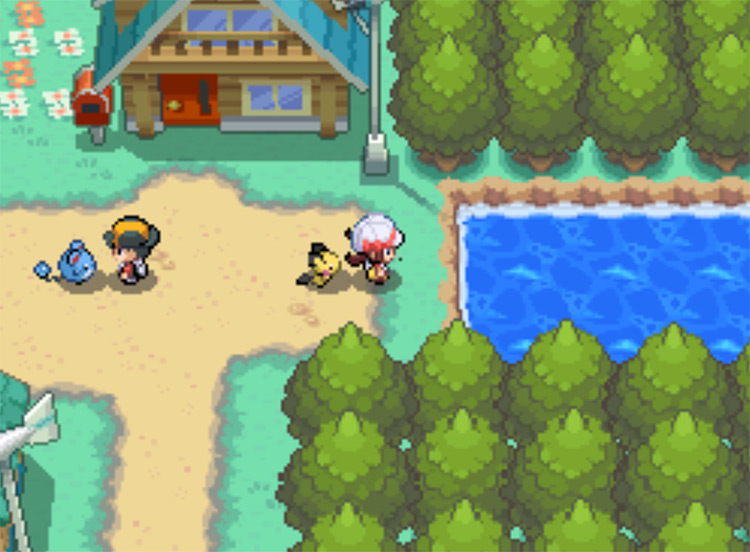 The water leading to Route 27 from New Bark Town / Pokemon HGSS