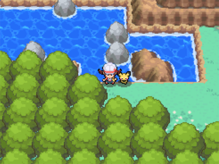The first patch of dry land on Route 27 / Pokemon HGSS