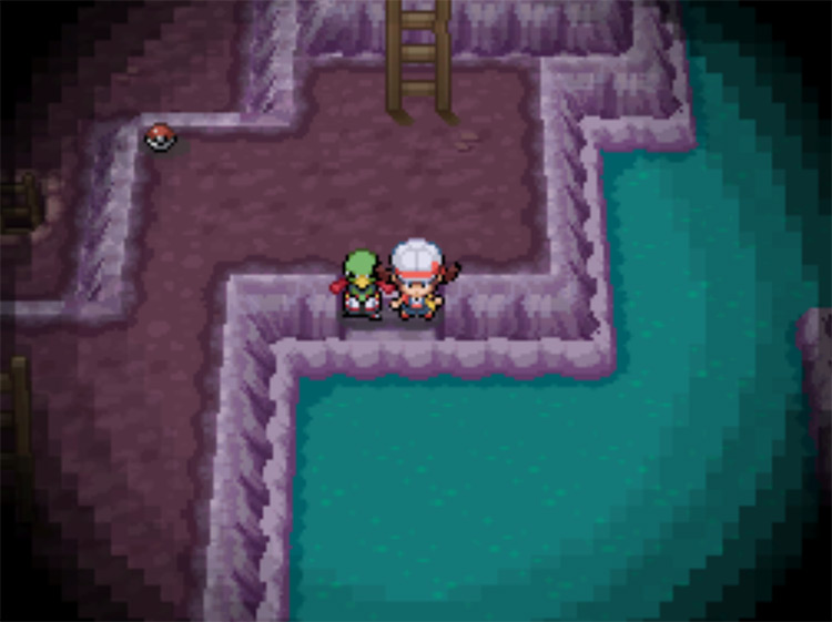 The set of stairs you'll need to disembark at in Cerulean Cave / Pokemon HGSS