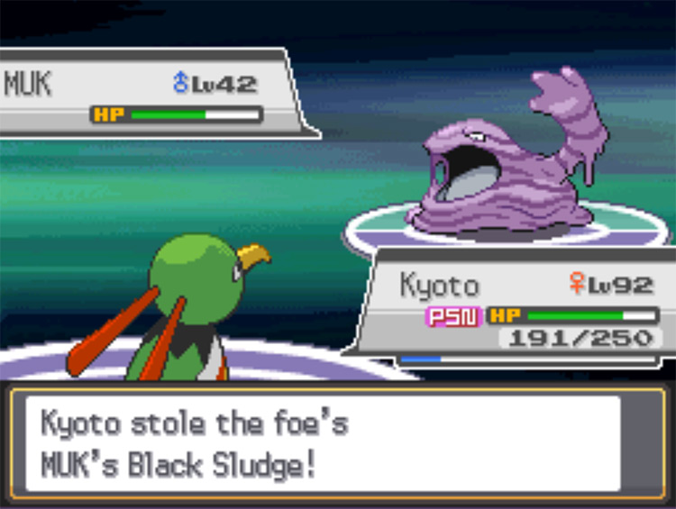 Successfully stealing Muk's Black Sludge with Thief / Pokemon HGSS