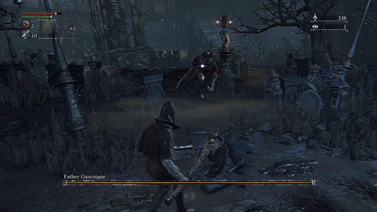 Using the faster form of the Hunter Axe against Father Gascoigne / Bloodborne