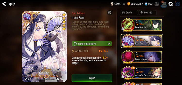 Artifacts Page (Iron Fan) / Epic Seven