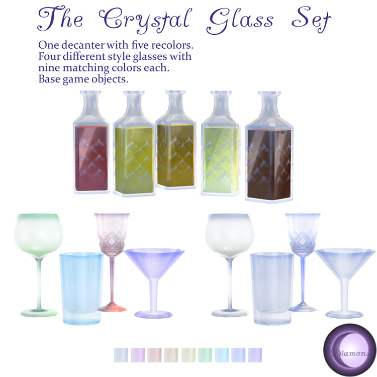 The Crystal Glass Set by Dark Diamond Sims / Sims 4 CC