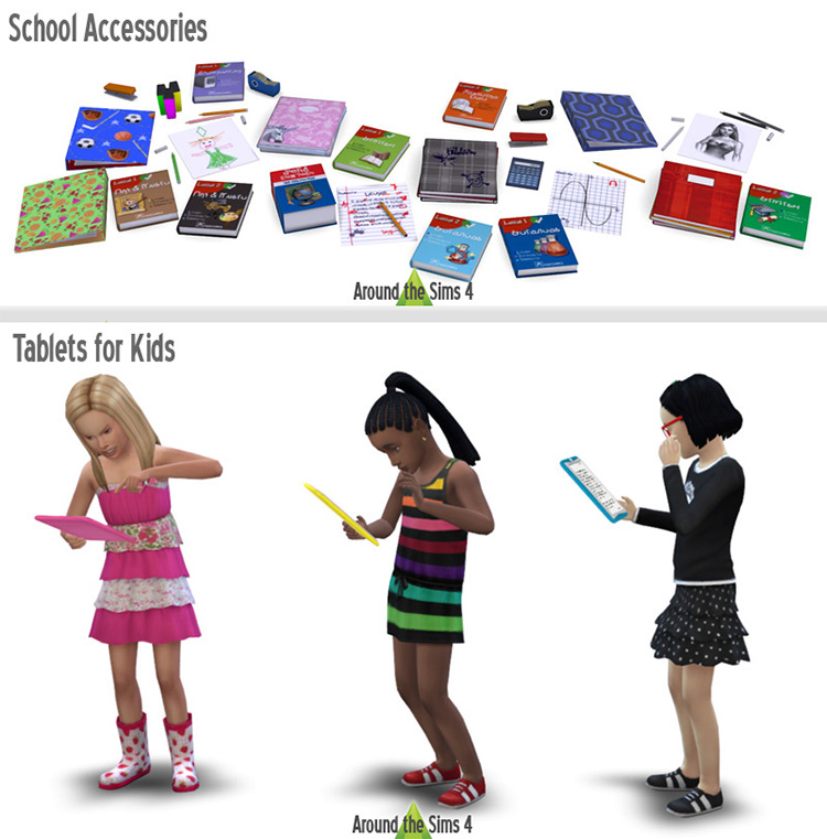 School Accessories by Around the Sims 4 / Sims 4 CC